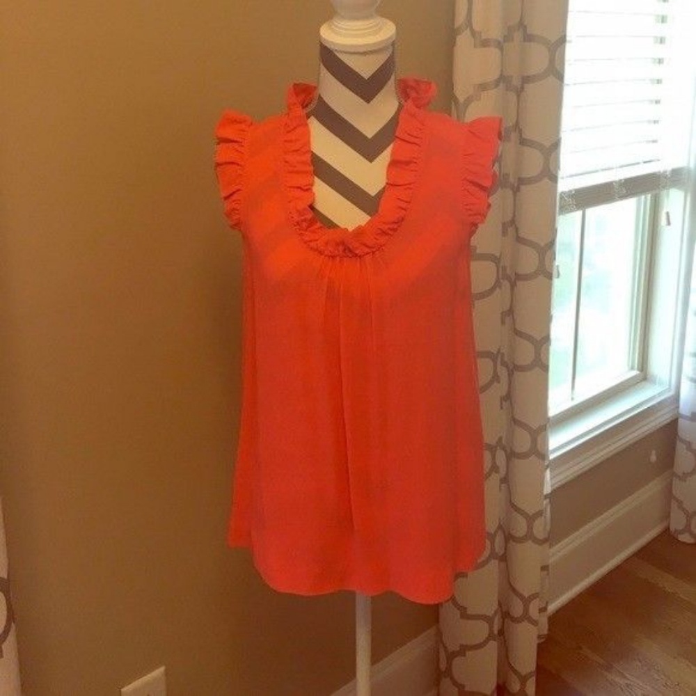 Kate Spade Coral Ruffle Blouse